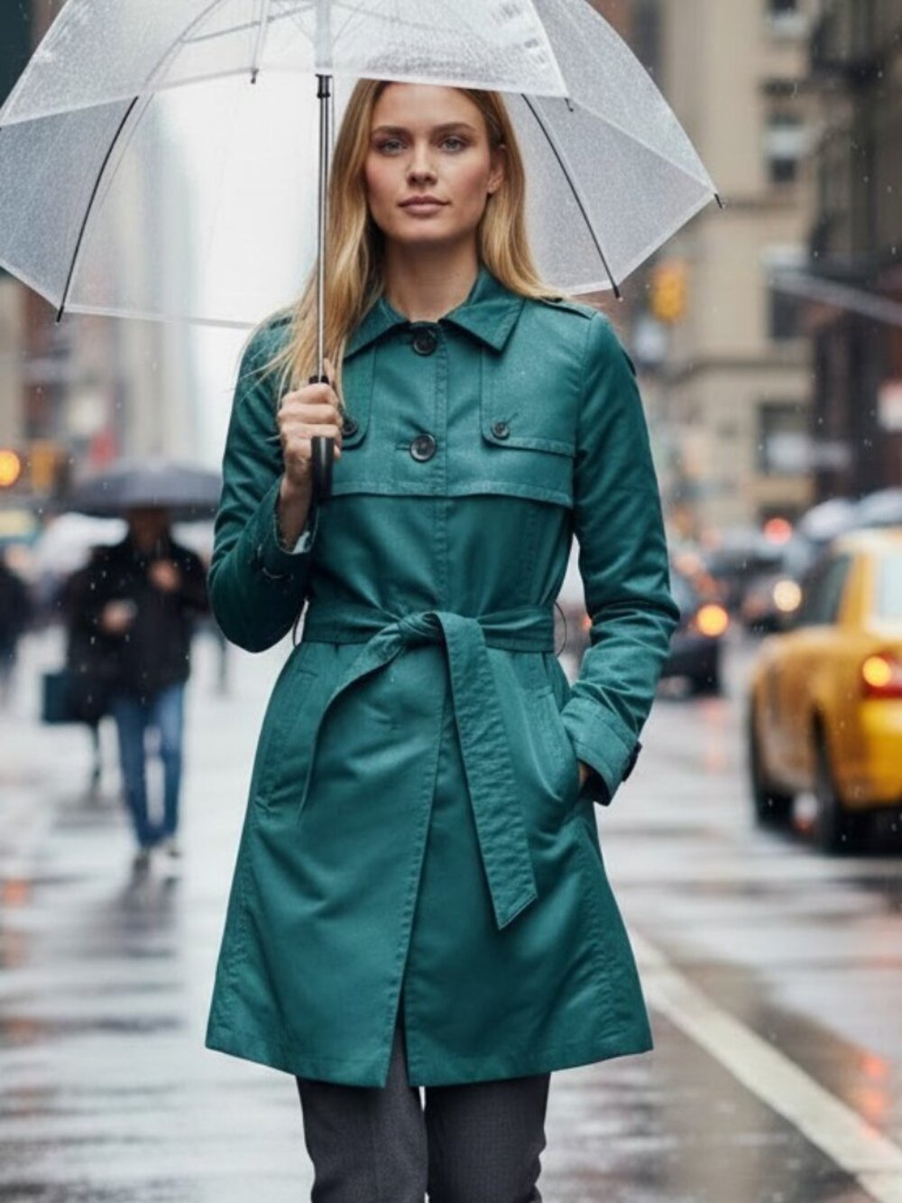 MNG Suit Teal Green Belted Trench Coat Epaulette Detail Sz XS - Picture 1 of 8